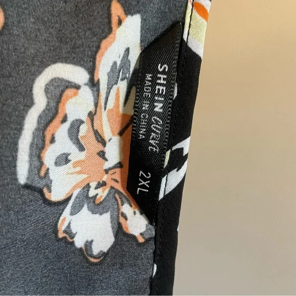 4/$20➡️ Black Spaghetti Strap V-Neck Mini Dress Orange Floral Design – Size 2X - Picture 12 of 12